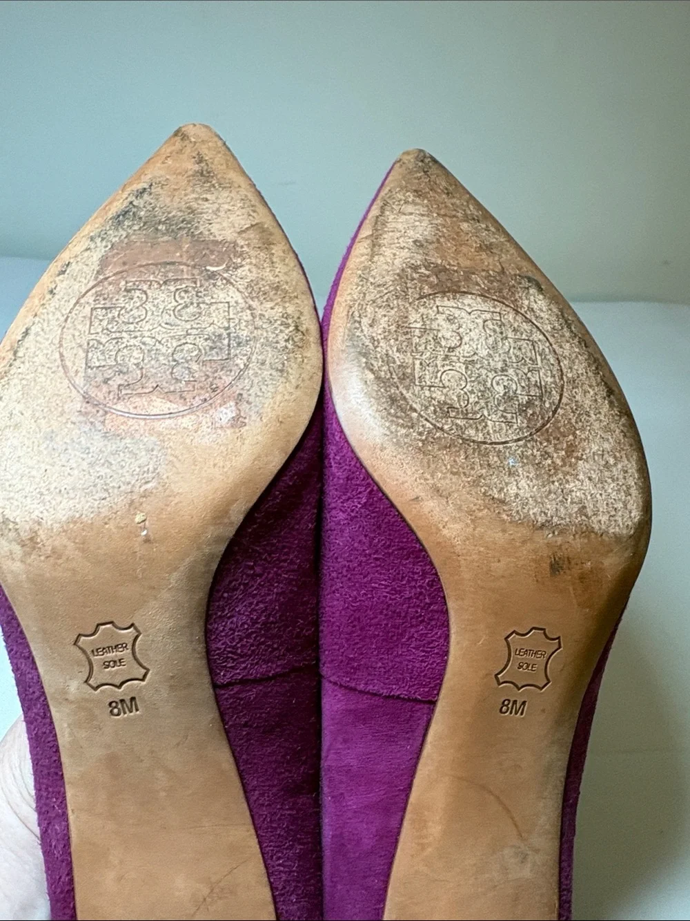 Tory Burch Ivy Pointed Toe Fuschia Suede Heels Size 8
